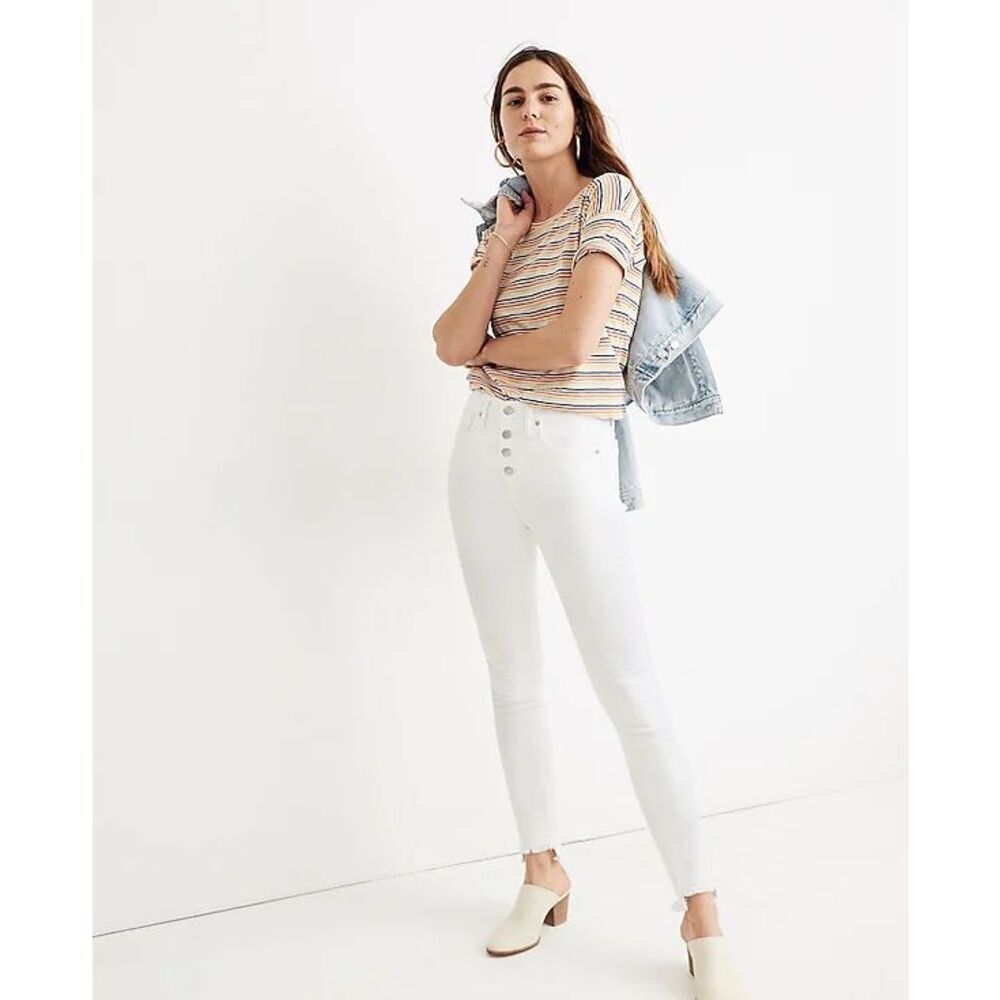 Madewell 10" High-Rise Skinny Jeans in Pure White: Step-Hem Edition size 10